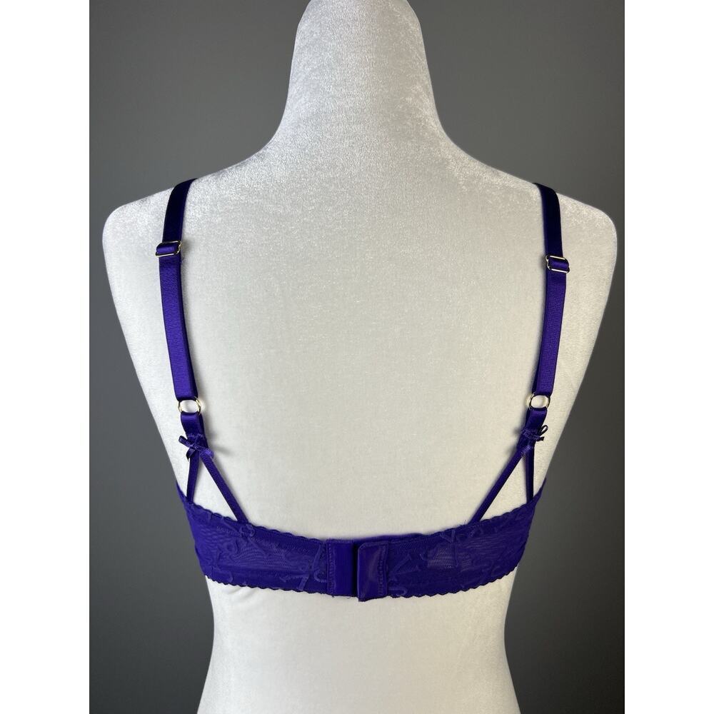 Victoria's Secret Low Cut Demi Bra Nwt Very Sexy Purple Mesh Velvet VS Logo 34DD - Picture 2 of 9